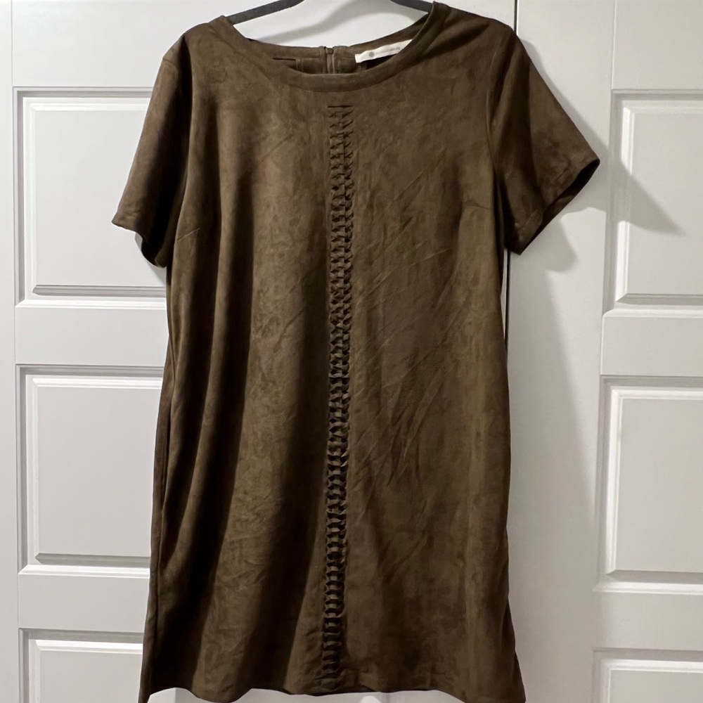 Olive green shirt sleeve dress